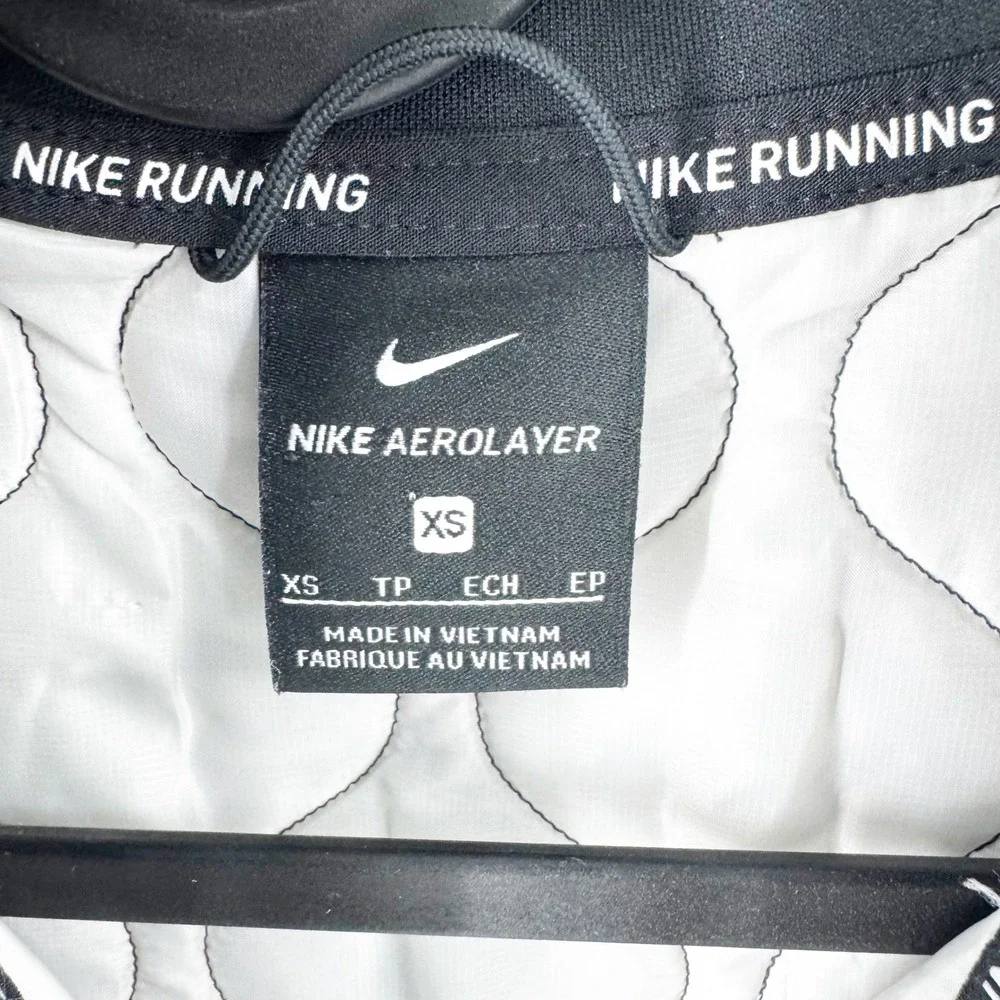 Nike AeroLayer Womens Running Vest Black Quilted Full Zip Puffer XS‎ CU3352-010